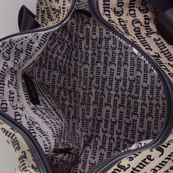 Juicy Couture L.A. Tan & Black Canvas Weekender Crossbody Duffle Bag Tote NWOT - Picture 12 of 16